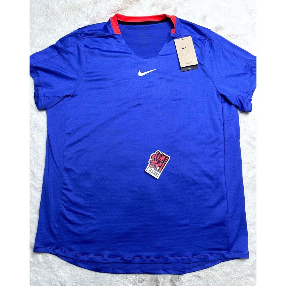Nike Court Dri-FIT Advantage Tennis Top Blue jersey alcaraz DD8317-430 Men's XL